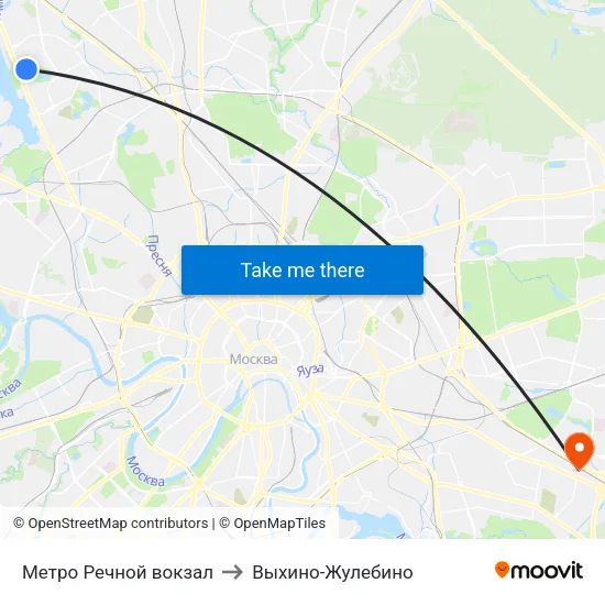 Метро Речной вокзал to Выхино-Жулебино map