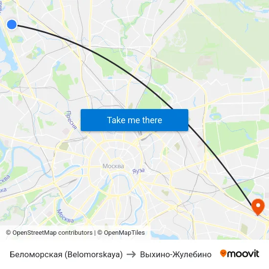 Беломорская (Belomorskaya) to Выхино-Жулебино map