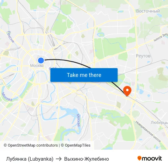 Лубянка (Lubyanka) to Выхино-Жулебино map