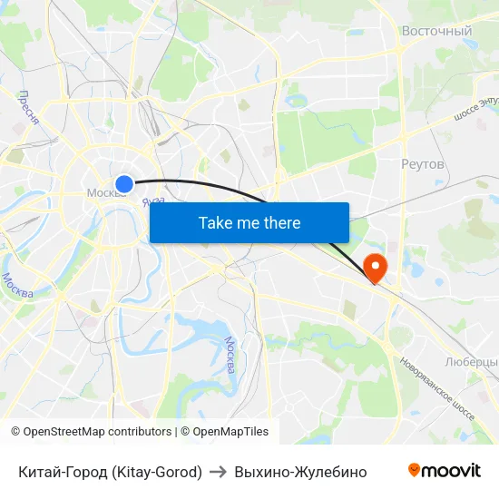 Китай-Город (Kitay-Gorod) to Выхино-Жулебино map