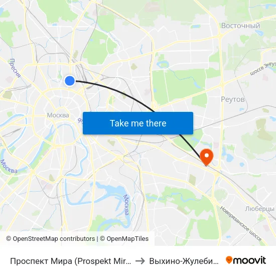 Проспект Мира (Prospekt Mira) to Выхино-Жулебино map