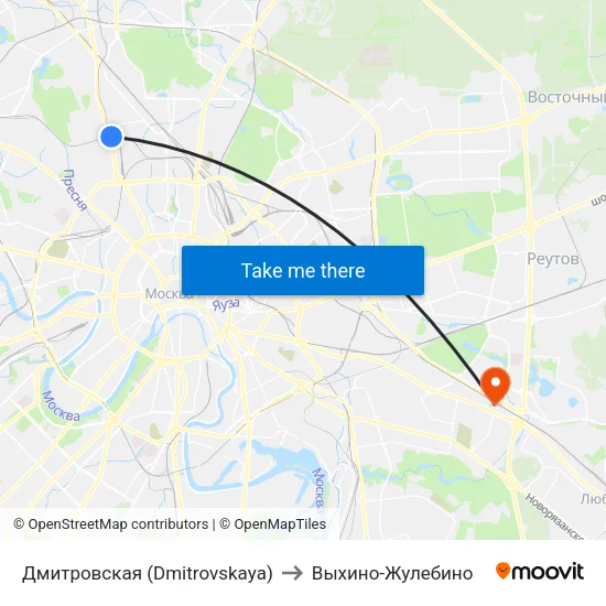 Дмитровская (Dmitrovskaya) to Выхино-Жулебино map