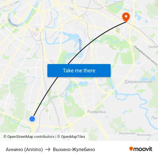Аннино (Annino) to Выхино-Жулебино map