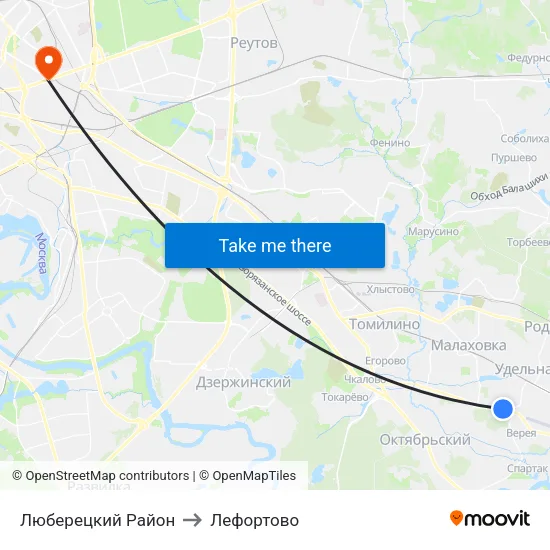 Люберецкий Район to Лефортово map