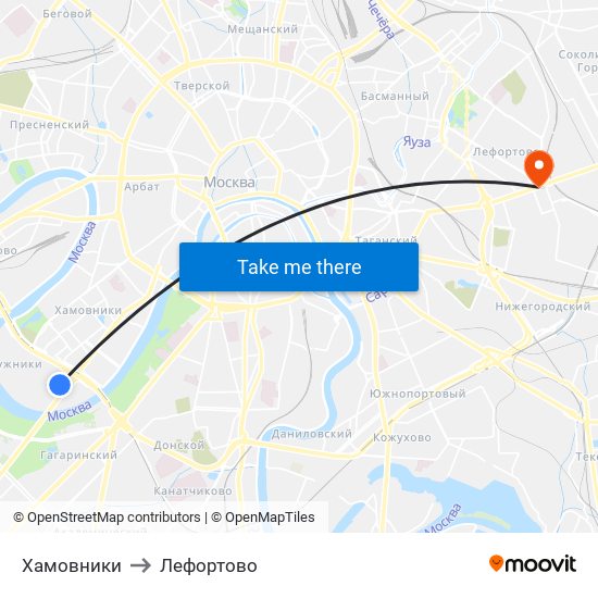 Хамовники to Лефортово map