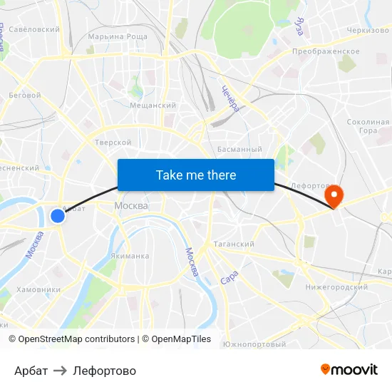 Арбат to Лефортово map