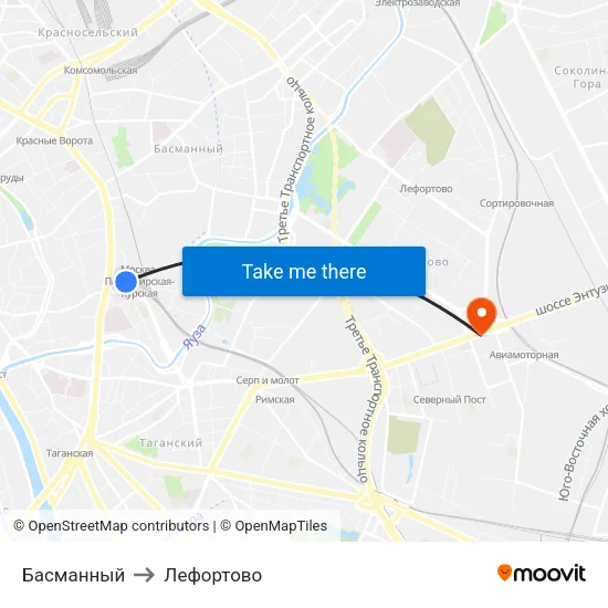 Басманный to Лефортово map
