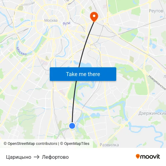 Царицыно to Лефортово map