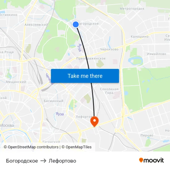 Богородское to Лефортово map