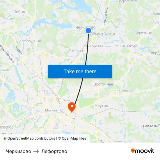 Черкизово to Лефортово map