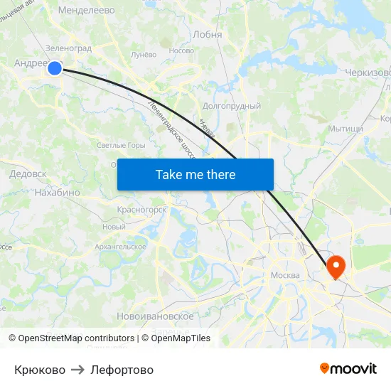 Крюково to Лефортово map