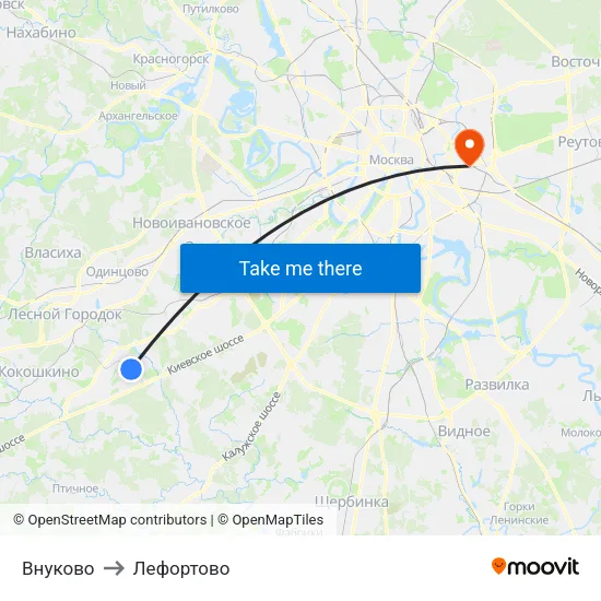 Внуково to Лефортово map