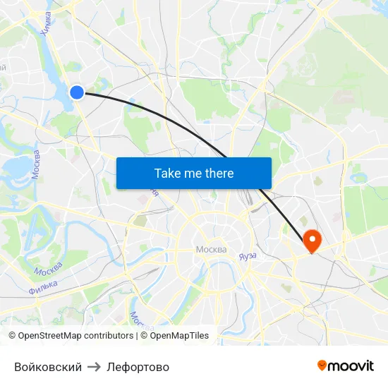 Войковский to Лефортово map