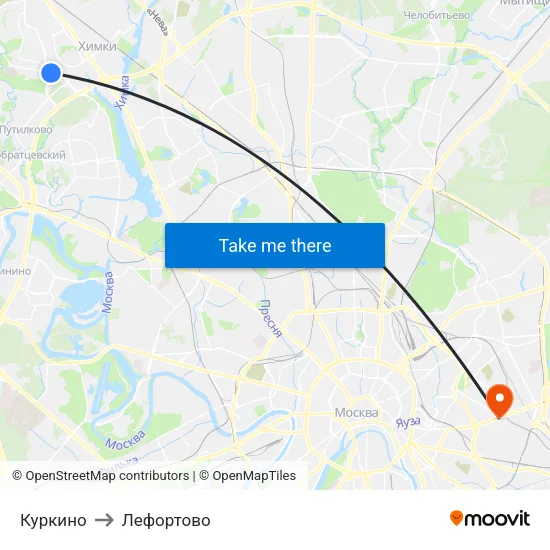 Куркино to Лефортово map