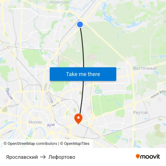 Ярославский to Лефортово map