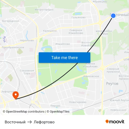 Восточный to Лефортово map