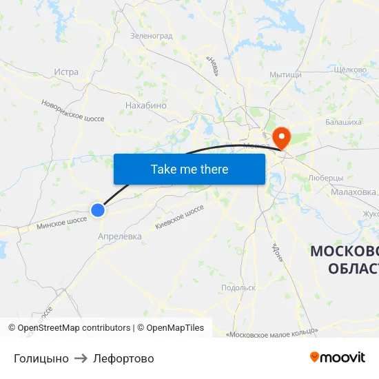 Голицыно to Лефортово map