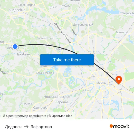 Дедовск to Лефортово map