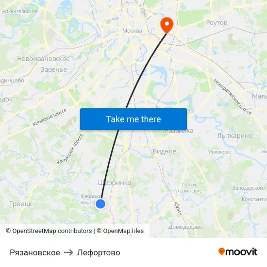 Рязановское to Лефортово map
