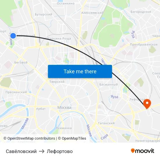 Савёловский to Лефортово map