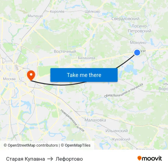 Старая Купавна to Лефортово map
