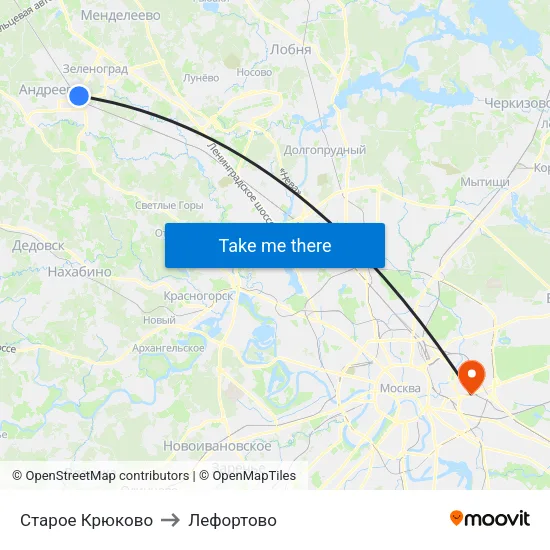 Старое Крюково to Лефортово map