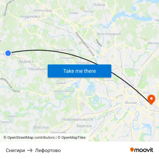 Снегири to Лефортово map
