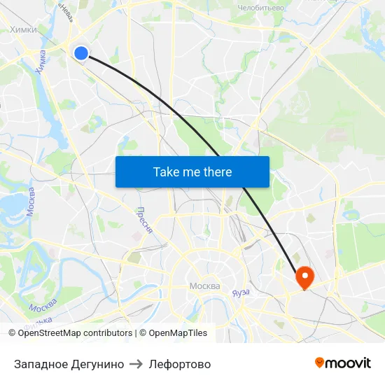 Западное Дегунино to Лефортово map