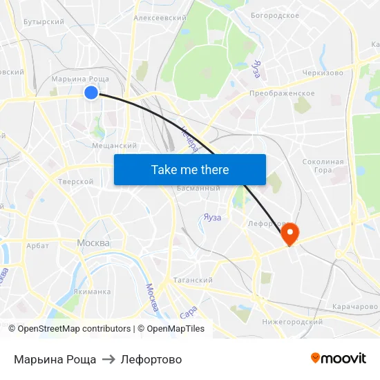 Марьина Роща to Лефортово map