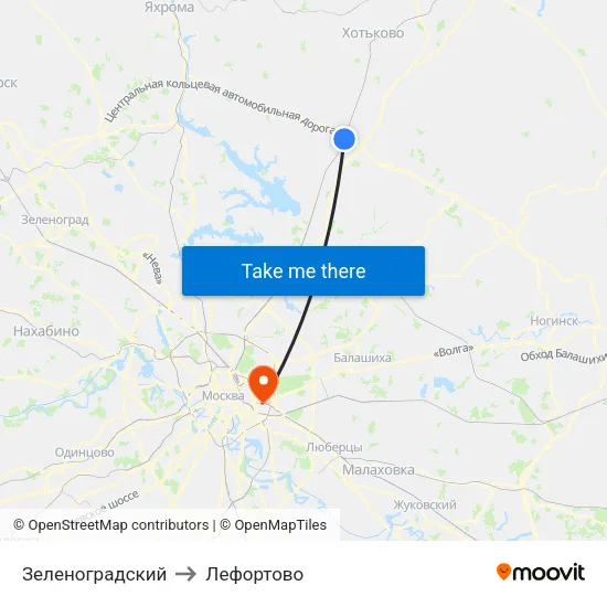 Зеленоградский to Лефортово map