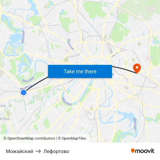 Можайский to Лефортово map