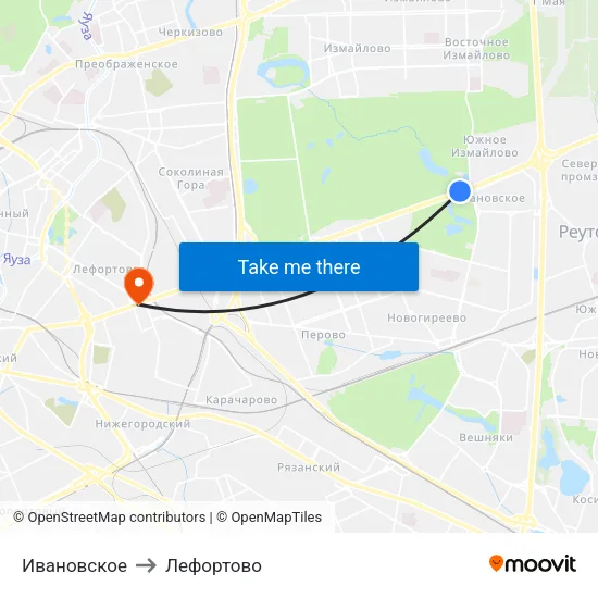 Ивановское to Лефортово map
