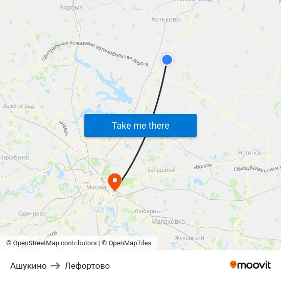 Ашукино to Лефортово map