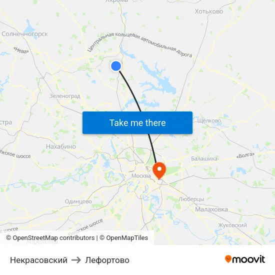 Некрасовский to Лефортово map