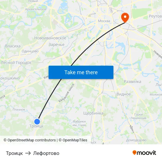 Троицк to Лефортово map