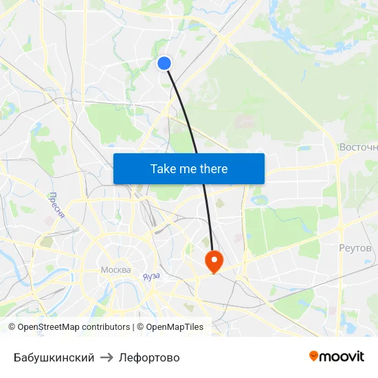 Бабушкинский to Лефортово map