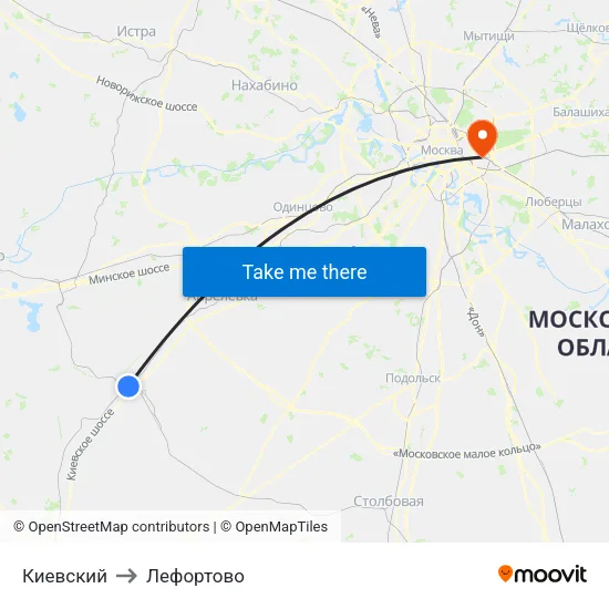 Киевский to Лефортово map