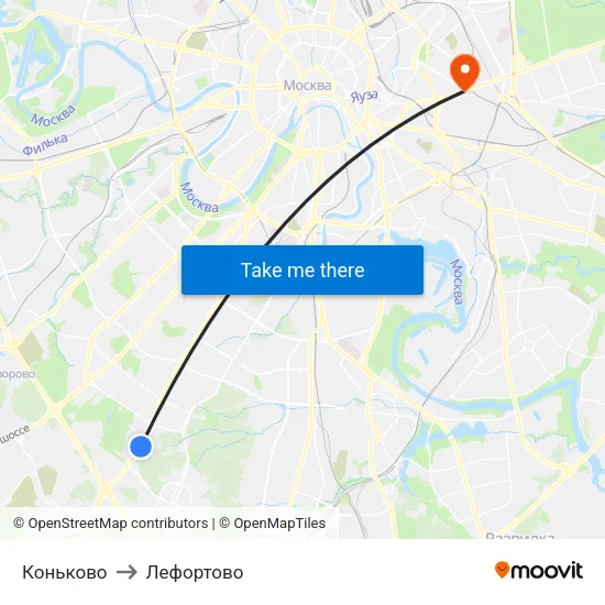 Коньково to Лефортово map