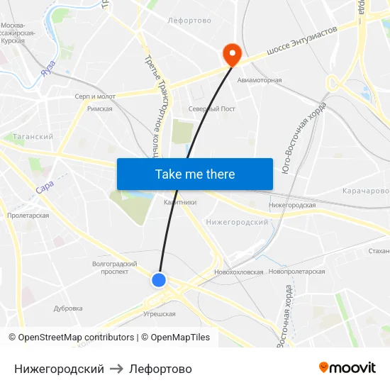 Нижегородский to Лефортово map