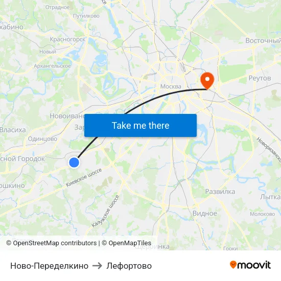 Ново-Переделкино to Лефортово map