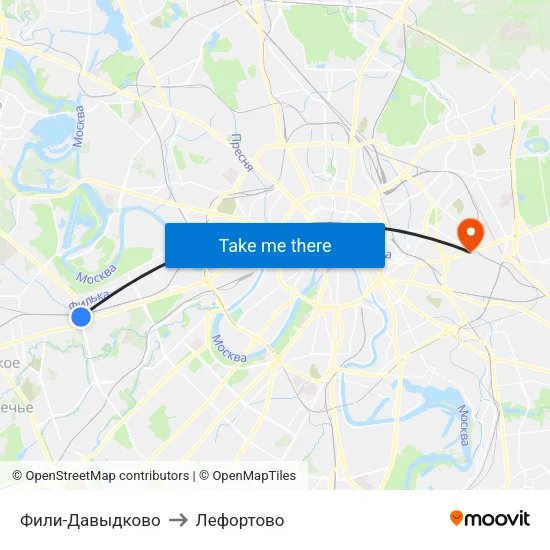 Фили-Давыдково to Лефортово map