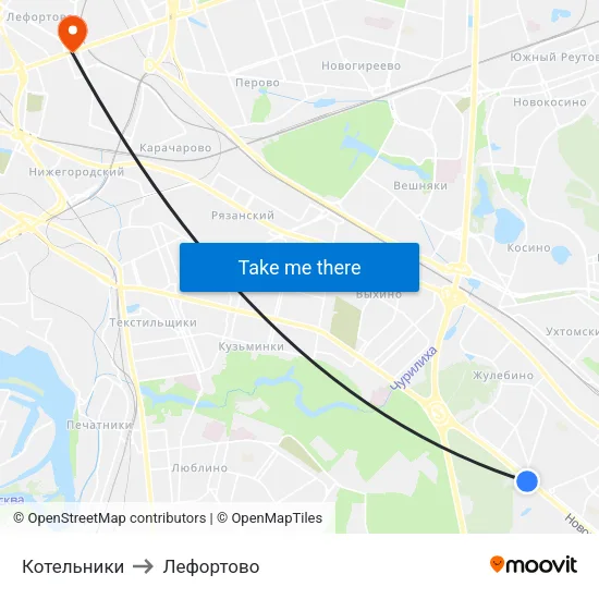Котельники to Лефортово map