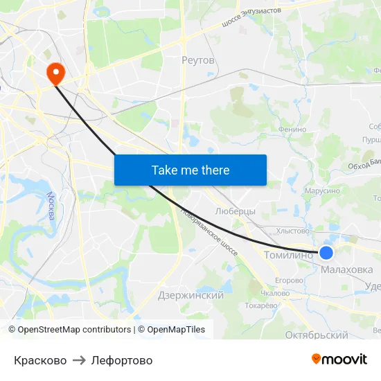 Красково to Лефортово map