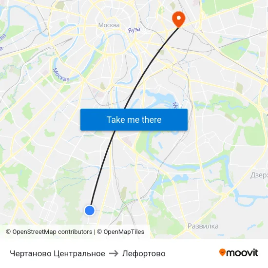Чертаново Центральное to Лефортово map