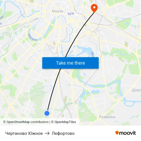 Чертаново Южное to Лефортово map