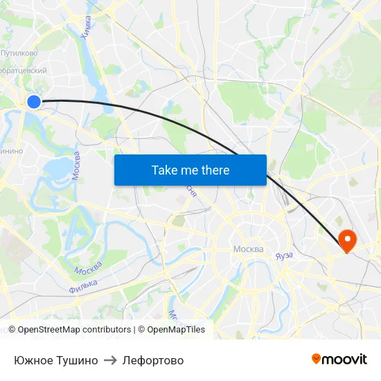 Южное Тушино to Лефортово map