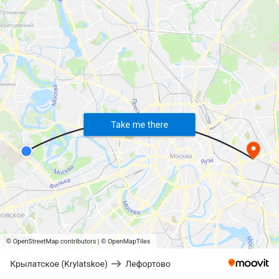 Крылатское (Krylatskoe) to Лефортово map