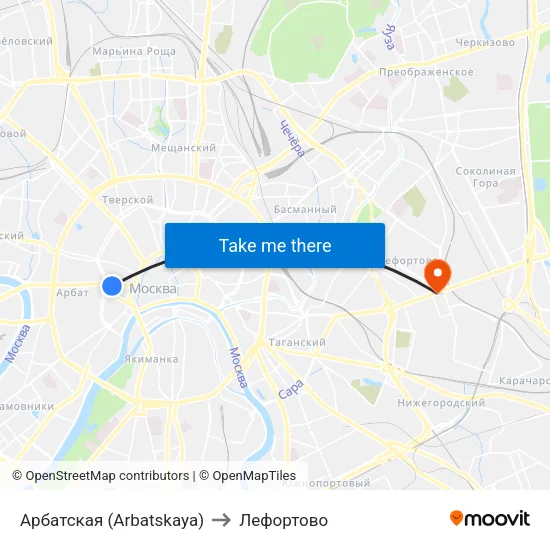 Арбатская (Arbatskaya) to Лефортово map