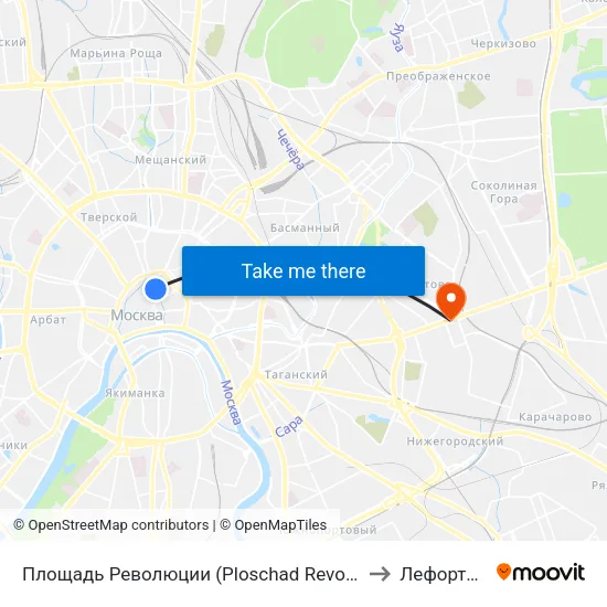 Площадь Революции (Ploschad Revolyutsii) to Лефортово map