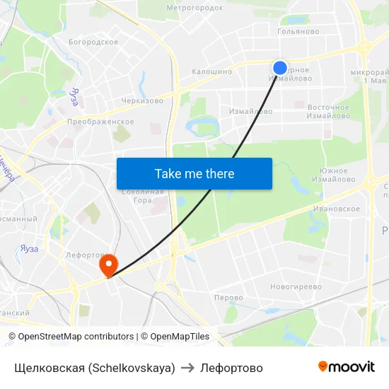 Щелковская (Schelkovskaya) to Лефортово map